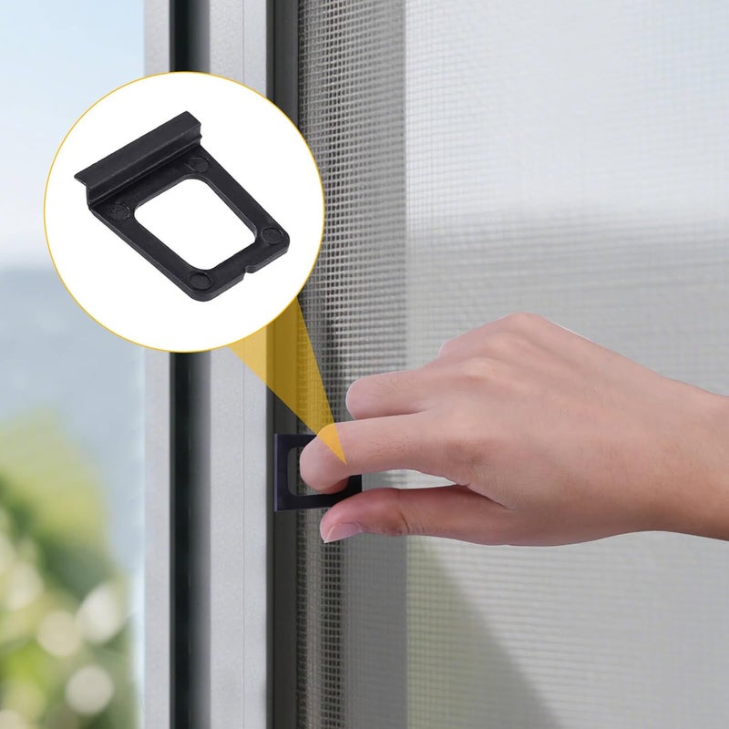 Wulankd 30 Pack Window Screen Pull Tab, Window Screen Lift Plate Replacement Part Flat Spline Groove Pull Plate Clamp, Black - Image 2